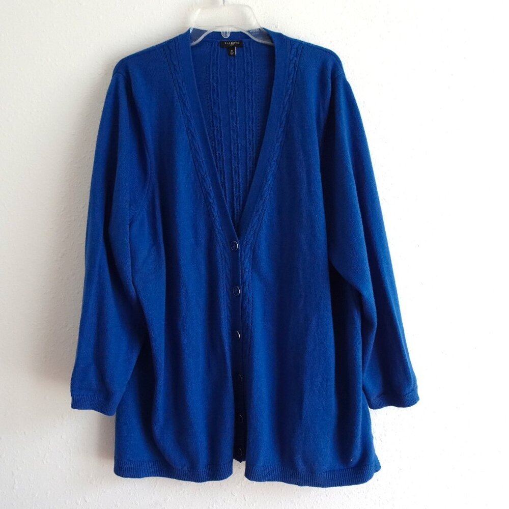 Talbots Cardigan Sweater Women's Plus Size 3X Blue Classic Preppy